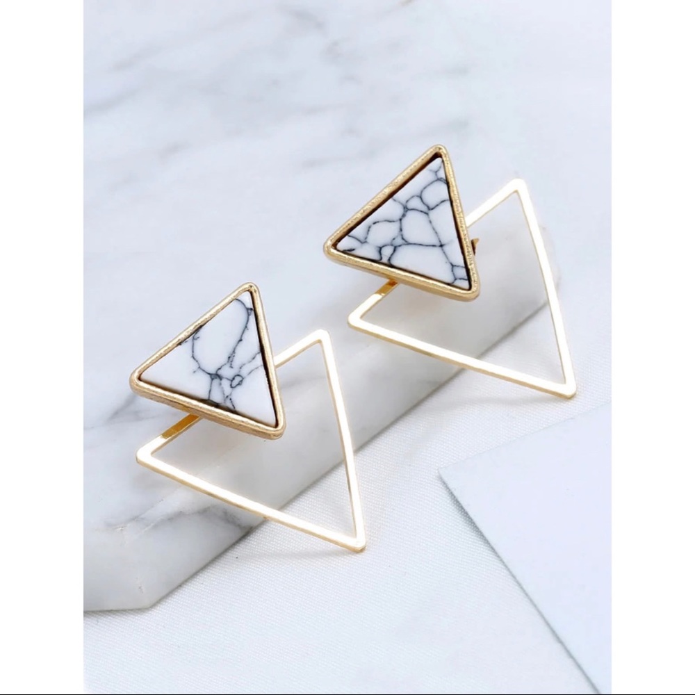 Double Triangle Design Stud Earrings